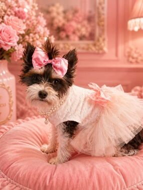 NWT Doggie Design Pink Lace & Ruffles Dog Dress with Matching
Leash hair clip XS
